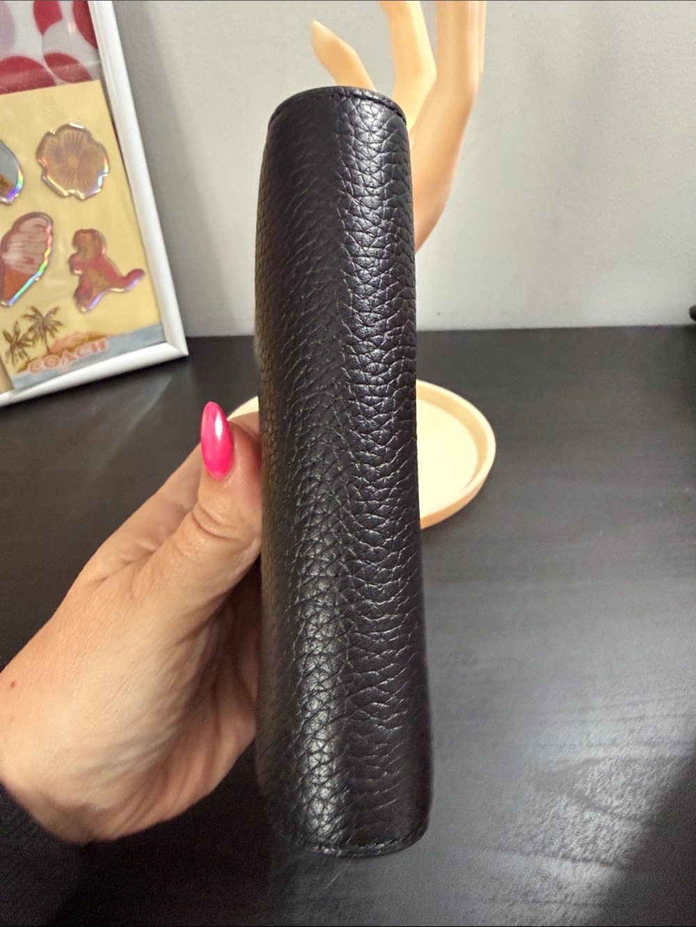 kate spade Black Pebbled Leather Zip Wallet with Gold Logo - Picture 6 of 10